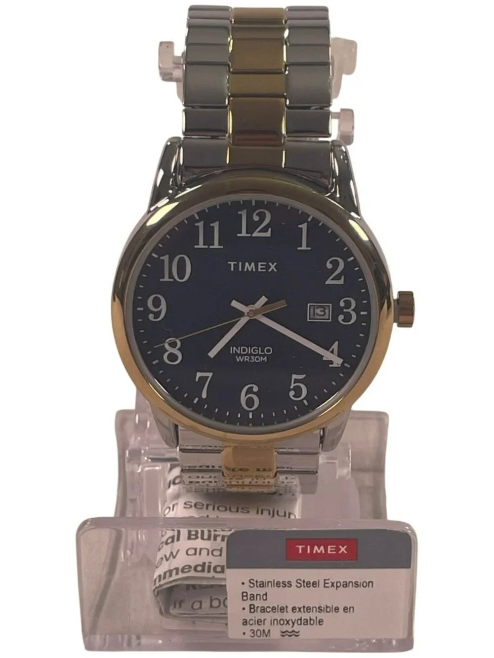 Timex Classic Indiglo Watch  Stainless Steel Two-Tone Water-Resistant 30m2R58500